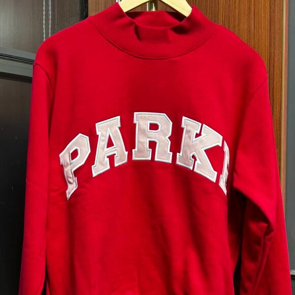 Parke Tops - Parke OG Classic Crew Neck School Style | Deep Red with Peony-Colored Letters 🎒